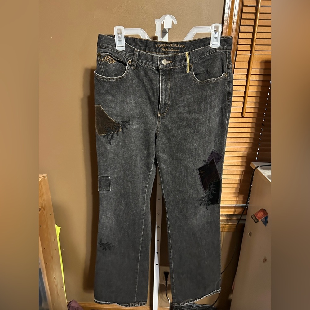 Vintage Ralph Lauren Black Patchwork Straight Leg Jeans